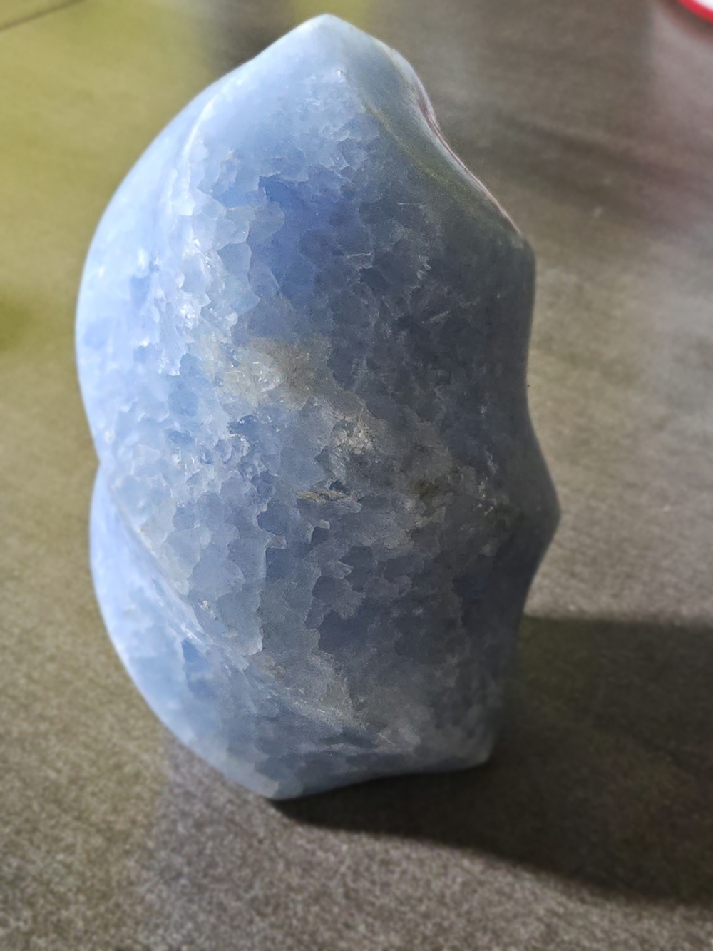 Soft Blue Calcite Flame Carving | Polished Crystal